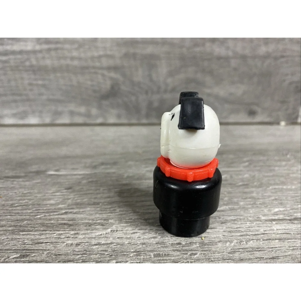 Vintage Fisher Price Little People Lucky Dog Black‎ And White with Red Collar